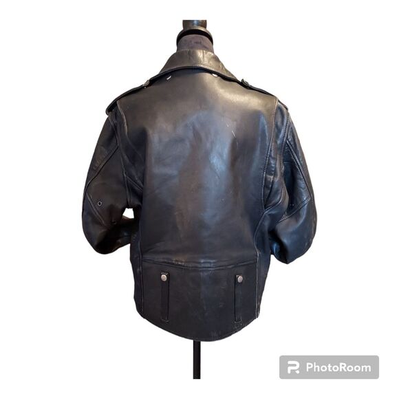 Harley Davidson Vintage Black Leather Motorcycle Jacket - Picture 8 of 14